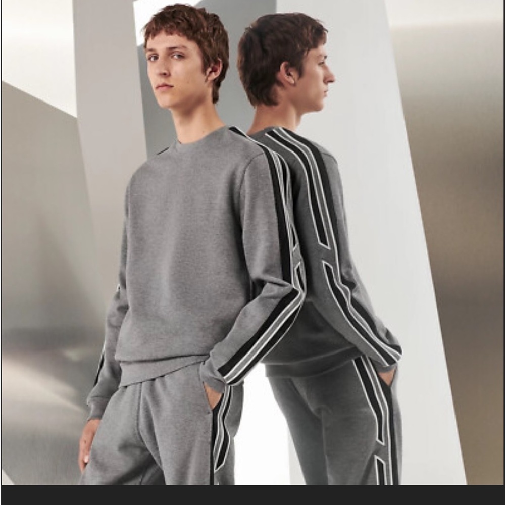 Hermes WHITE/GREY mens Run H crewneck sweatshirt - Picture 9 of 9